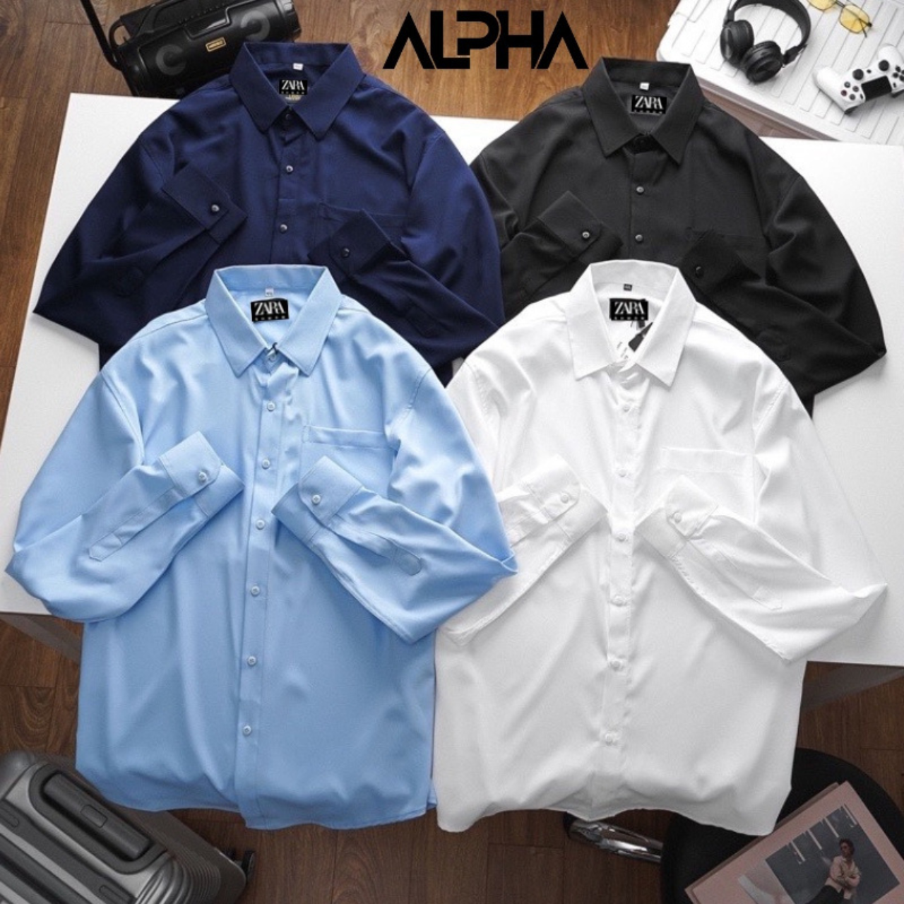 Áo Sơ mi nam GEN ALPHA,CHẤT LIỆU KATE LỤA, Sơ mi lụa 1 túi ngực công sở GEN124