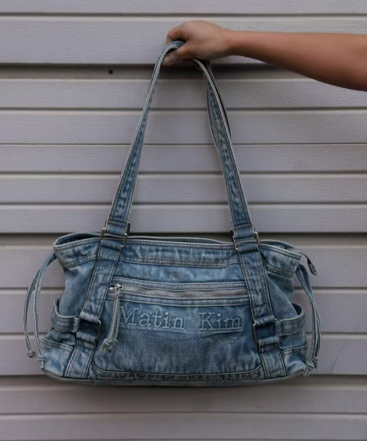 MATIN KIM MATIN WASHED DENIM SQUARE BAG (2025New) | Lazada