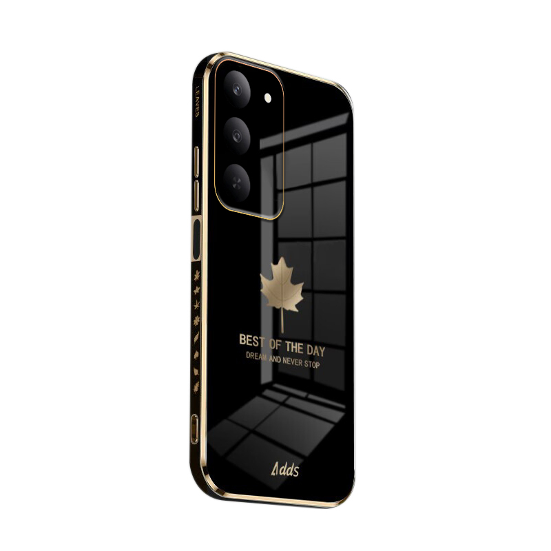 For Realme C75X Case Shining Maple Leaf Design soft plating For Realme C75X Back cover Phone Cases.