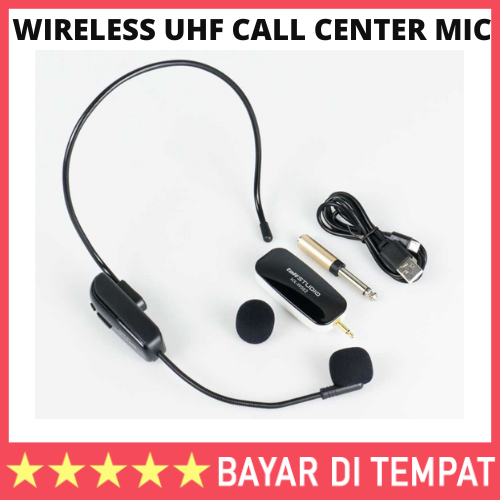 Wireless UHF Call Center Mic with Transmitter / Microphone Handsfree