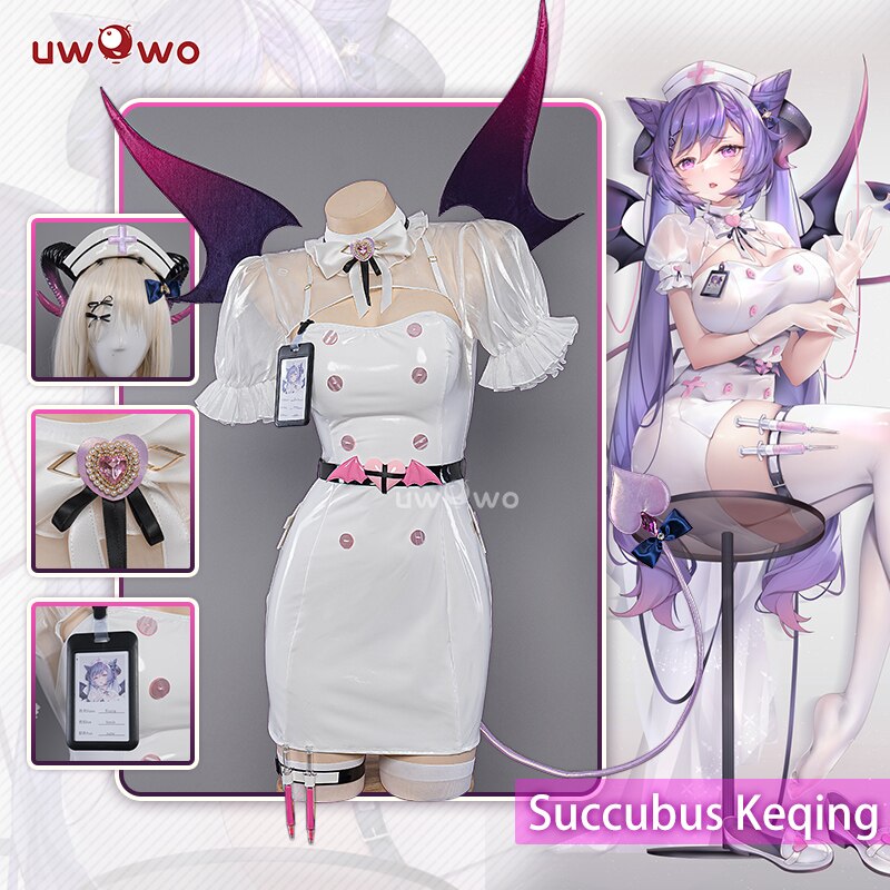 Uwowo Cosplay Succubus Keqing Cosplay Nurse Costume Genshin Impact Fanart Keqing Succubus