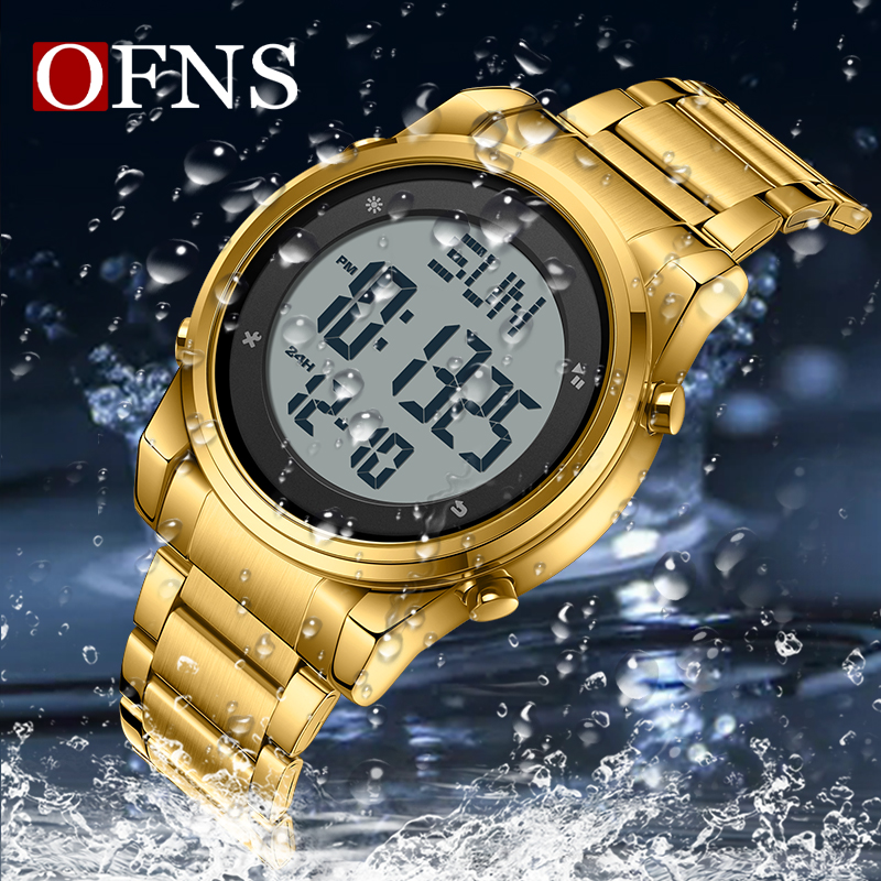 OFNS Metal Electronic Watch LED Display Watch Trend Waterproof Multi functional Men's Watch NS6160-5.