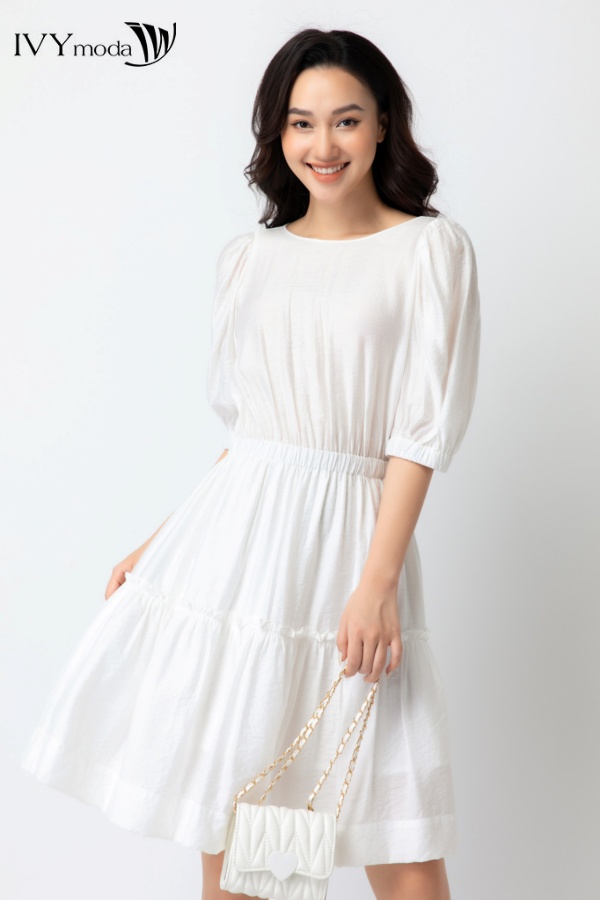 Đầm xòe 2 lớp cổ tròn IVY moda MS 48B8622