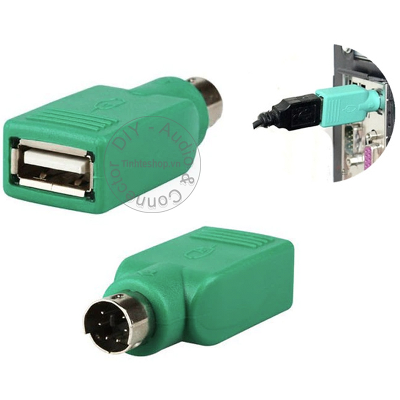 PS2 to USB - Đầu cắm cổng tròn PS2 ra USB dùng chuột USB trên PC cổng PS2 1 chiếc