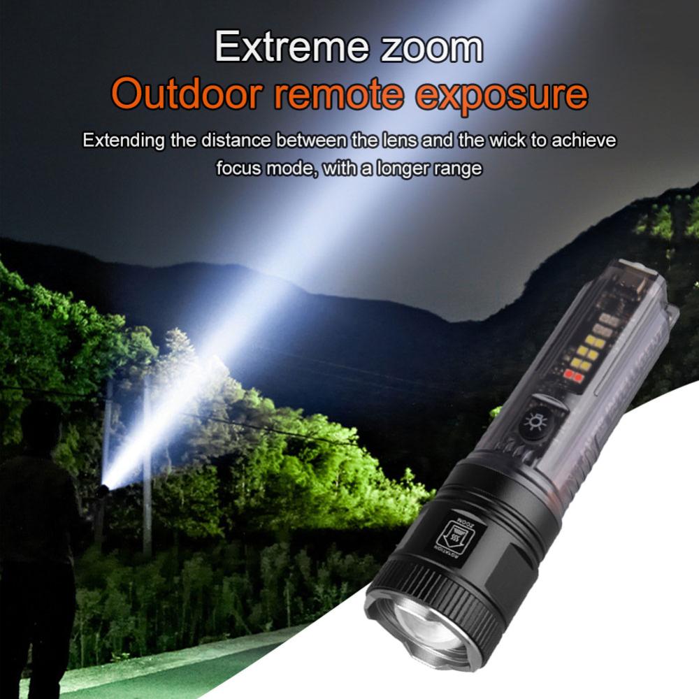 1800mAh Mini LED Flashlight Type-C Solar Rechargeable 200LM Multifunctional Torch Camping Lantern Floodlight