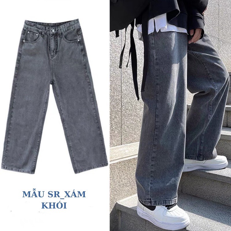 Quần Jeans Baggy nam Đen, Xám Ống Suông Rộng vải bò, jean nam, nữ unisex hottrend hàn quốc 2022