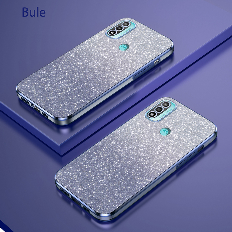 Luxury plating phone case for motorola moto e20 case motoe20 glitter clear tpu soft cover casing with glitter flake
