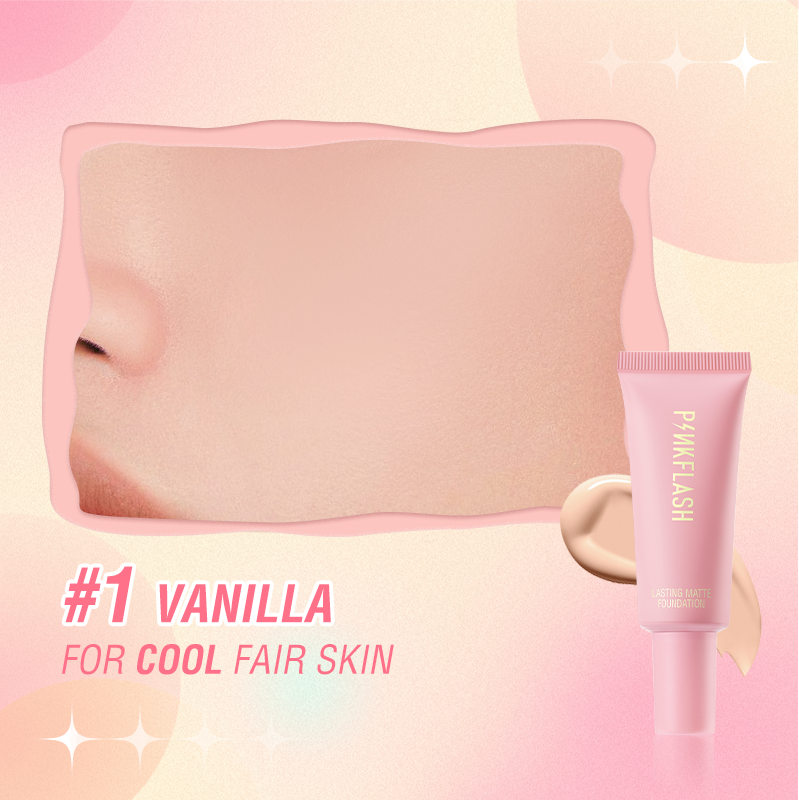 PINKFLASH 3pcs/Set Bộ trang điểm Nền tảng kéo dài không trọng lượng/Matte tự nhiên kem che khuyết điểm/mút trang điểm kiềm dầu chống thấm nước lâu trôi cho mùa hè