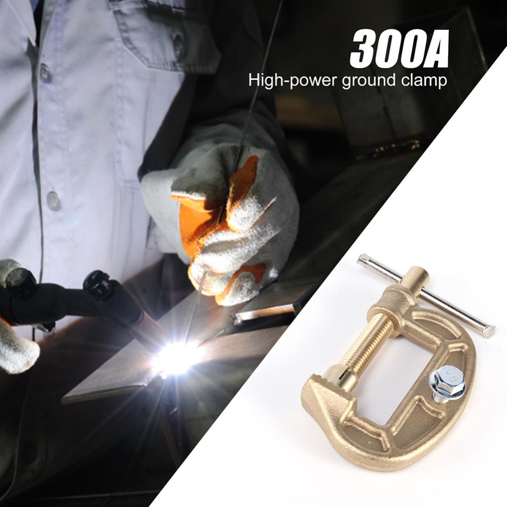 300A Electrode Clamp High Power Brass Grounding Work Clamp G-shaped Ground Welding Earth Clamp Replacement for Argon Arc Welding Machine