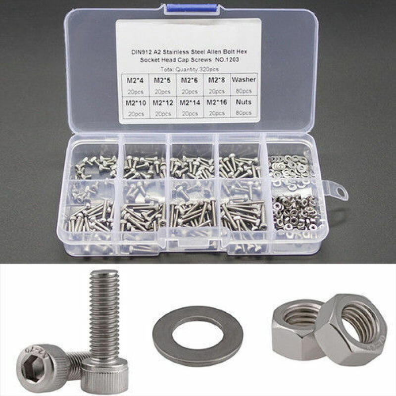 Uxcell M2x10mm Stainless Hex Socket Knurled Cap Screws & Nuts – 20 Sets - View #3