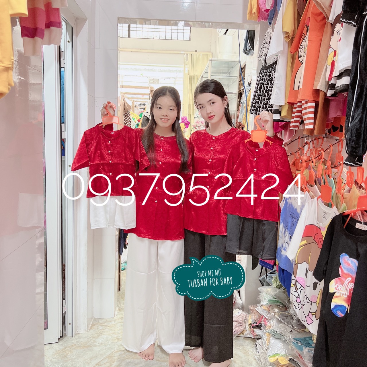 BỘ BÀ BA CƯNG XỈU CHO MẸ VÀ BÉ quần đen