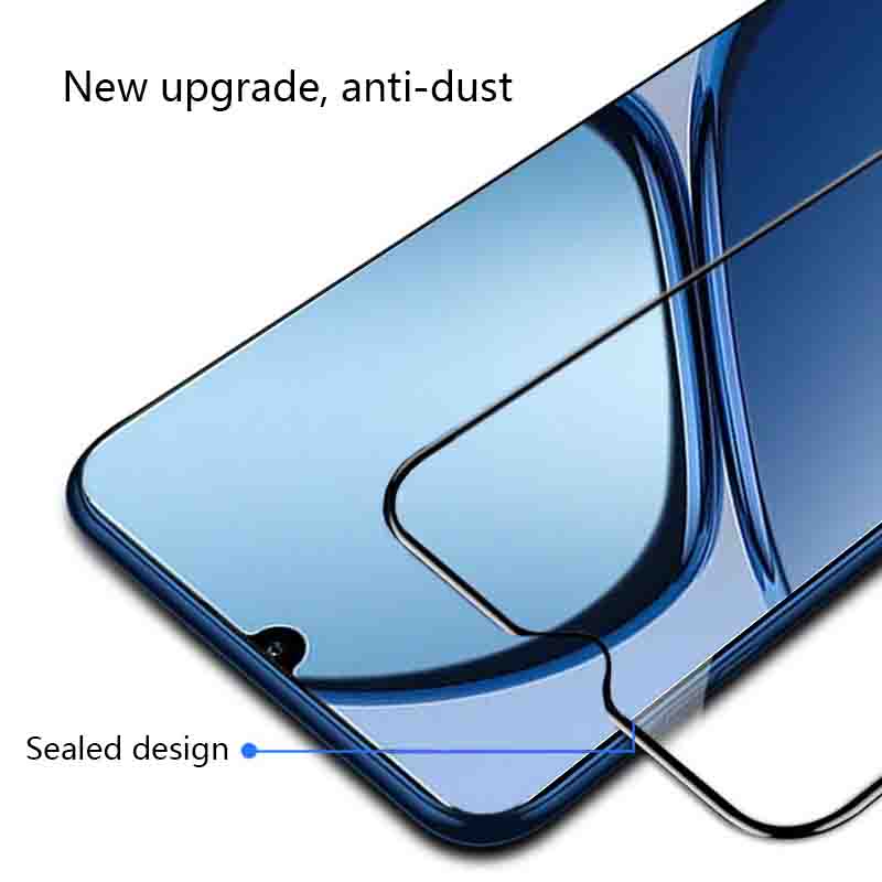 (2PCS)Biruiqu For Realme C63 9H 2.5D Full Cover Tempered Glass Screen Protector Film Black.