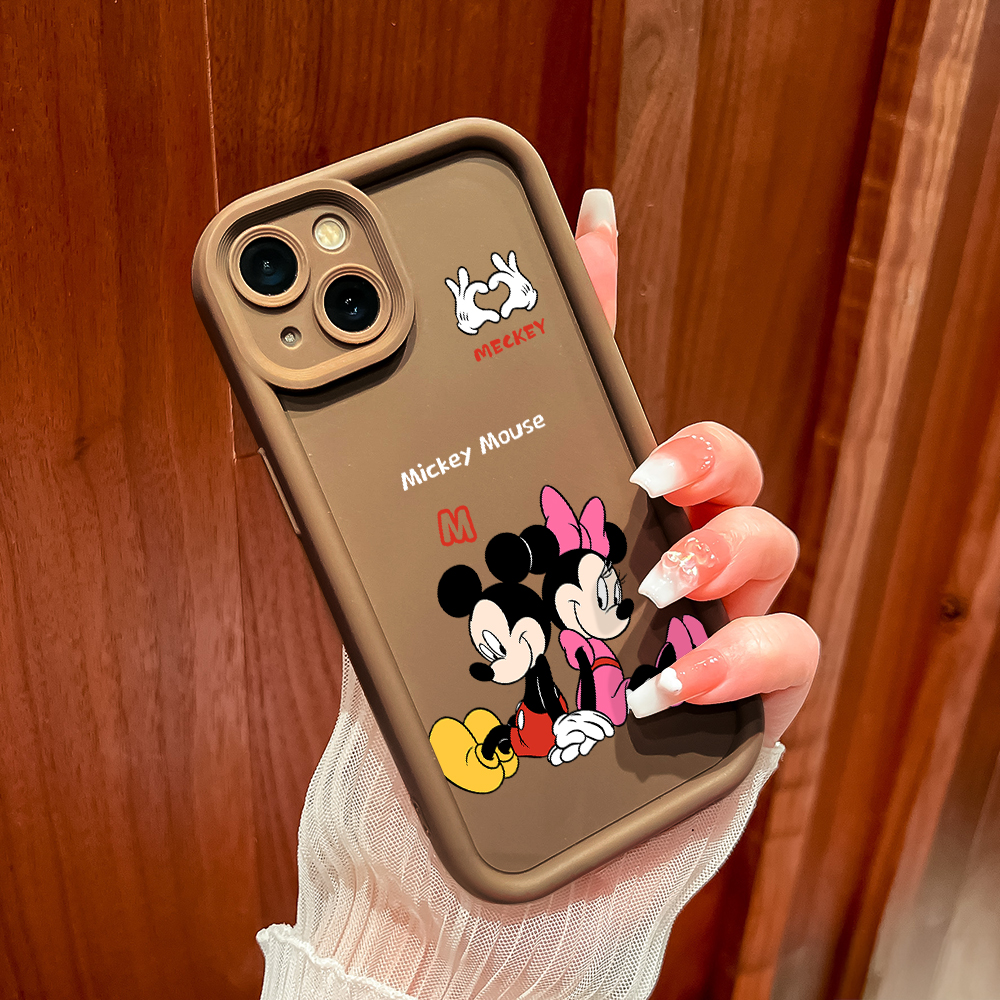 ZCSIBORUI for Redmi Note 13 Pro Plus Note 13 Pro 5G Note 13 5G Back Cover Cute Cartoon Mickey and Minnie Hand in Hand Pattern Soft Camera Protection Rubber Square Ladder Phone Case. 