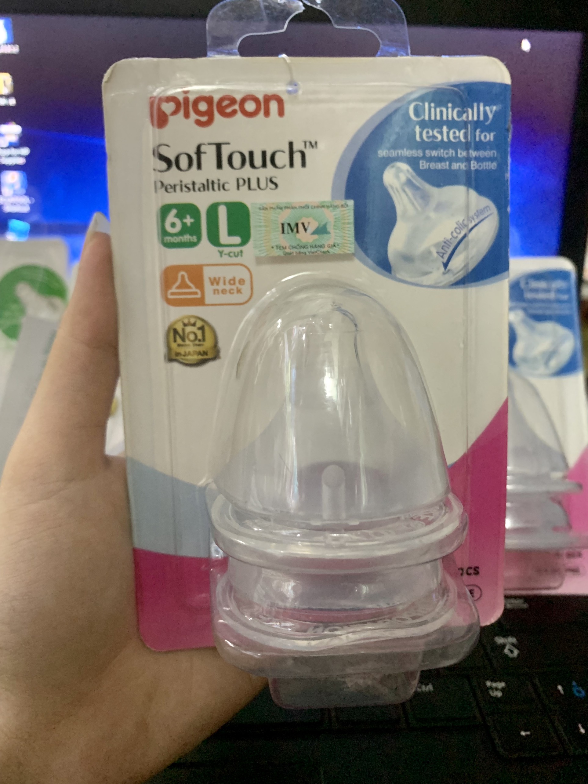 [VỈ 2 CÁI] Núm Ty Pigeon Cổ Rộng Softouch Plus  - Size M/L/LL