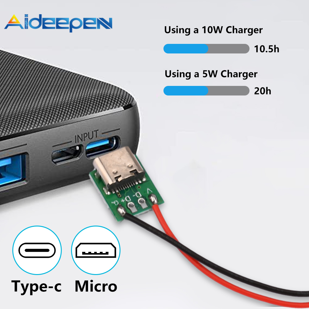 Aideepen Type-c PCB with Cabel Converter Adapter Micro USB To DIP Female Connector Breakout Board Charging Cable Soldering Board Socket