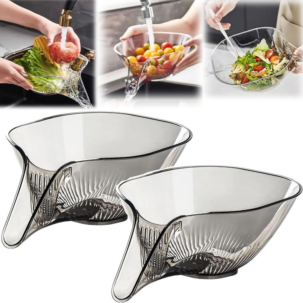 QEARZ Kitchen Multifunctional Drainage Basket Fruit Plate Plastic Draining Bowl Creative Salad Rice Washing Basket Household Sink