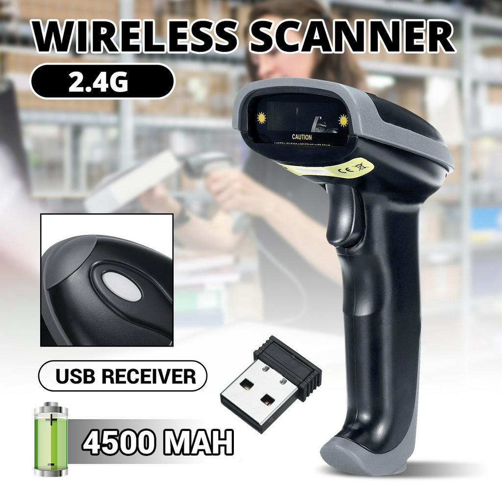 DC5V 2.4G Wireless Wired Barcode Scanner Handheld Scanning Bar Code Reader 80-150 Meters Wireless Transfer Distance 2 in 1