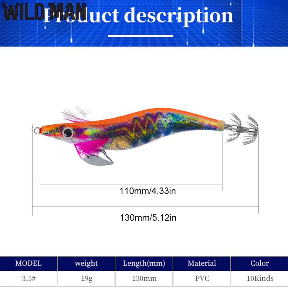 19g Fishing Squid Lure 130mm Artificial Jigging Lures 3D Eyes Slow Sinking  3.5# for Night Fishing Freshwater