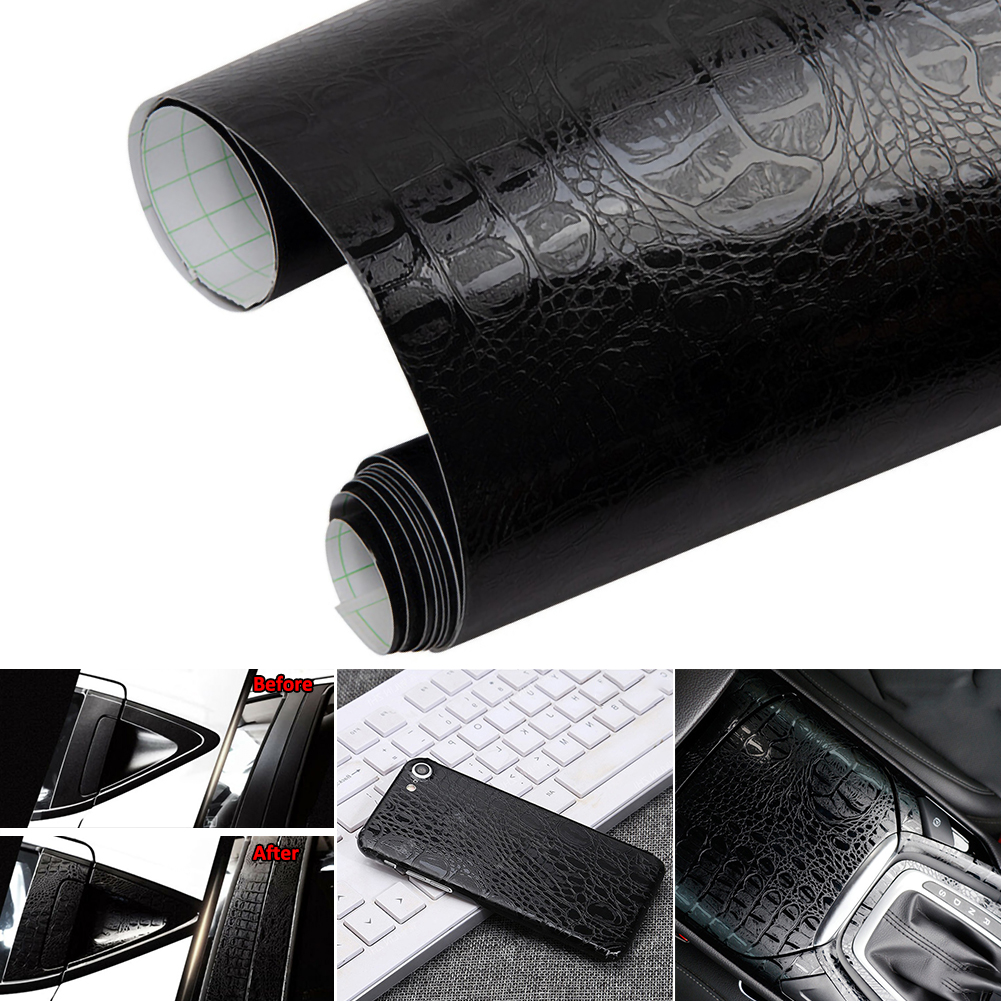 LS [ready stock] Universal 3D Leather Self Adhesive Crocodile Pattern Leather Vinyl Film Waterproof PVC Car Interior Sticker Film -152CMx20/30/50CM