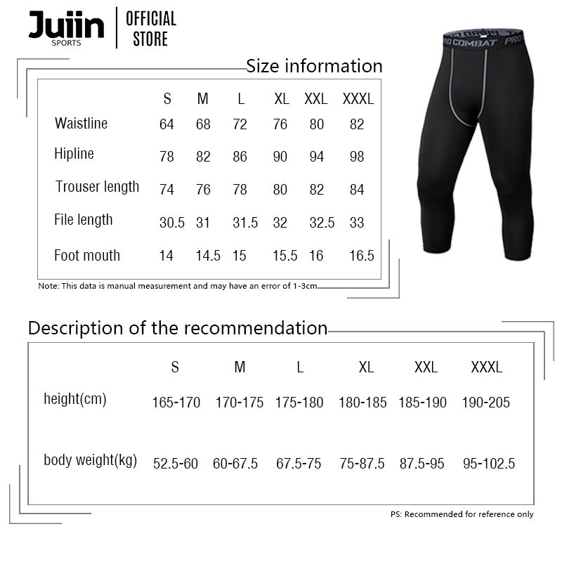 7808# Men's 3/4 Compression tights pants running/basketball