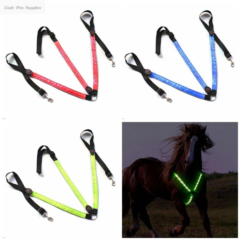 GUDY Chargeable LED Horse Harness LED Flashing Horse Collar Breastplate