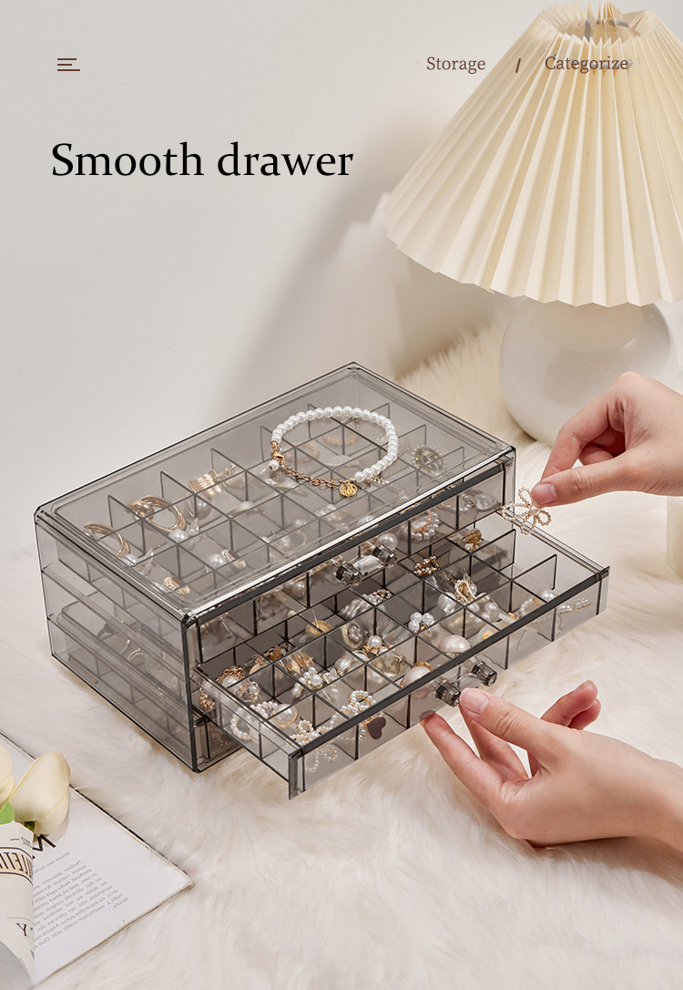 Storage box Large capacity Drawer type Makeup storage box Light luxury Jewelry case Dust prevention Desktop organizer transparent Jewelry storage box