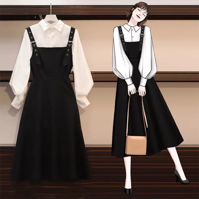 Mua Yếm Váy Nữ Dáng Dài LOKOSA Váy Yếm Phong Cách Hàn Quốc Ulzzang tiểu thư  QD007 - Yeep