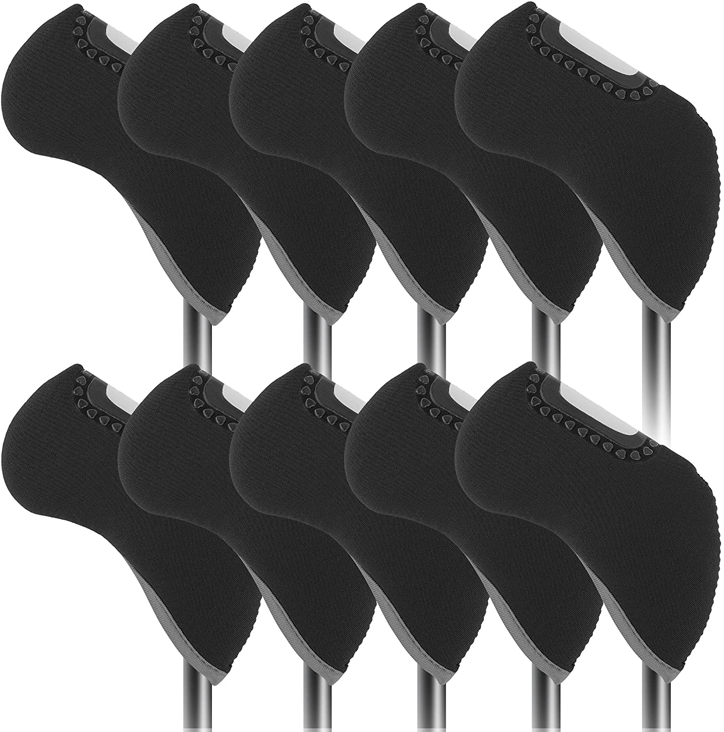 10Pcs Golf Iron Head Covers Neoprene Golf Club Protector Fits For Titleist Callaway Ping Taylormade See Through Window Headcover