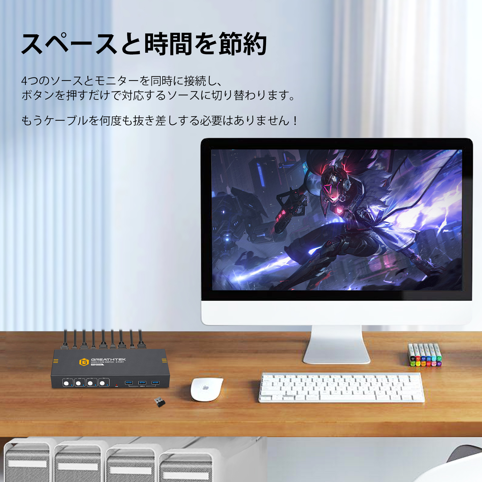 Pway kvm switch hdmi 4 port USB 2.0 Switch Selector  kvm switch 4 monitors 4 computer  for Keyboard Mouse Scanner Printer Hub