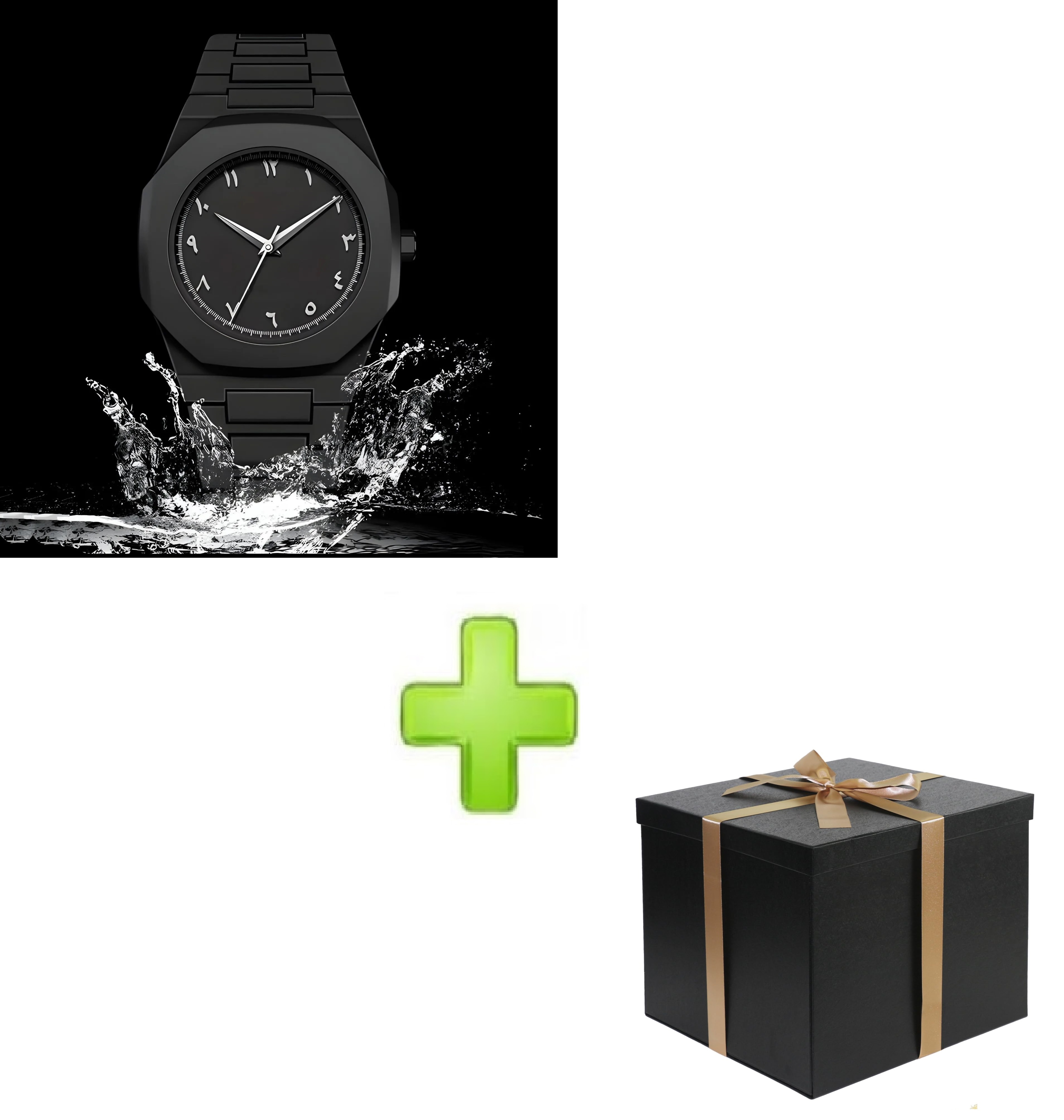 Pack of 02 - Black Arabic Aura Watch For Men Stylish Aura Watch 100% Original Watch with Free Gift