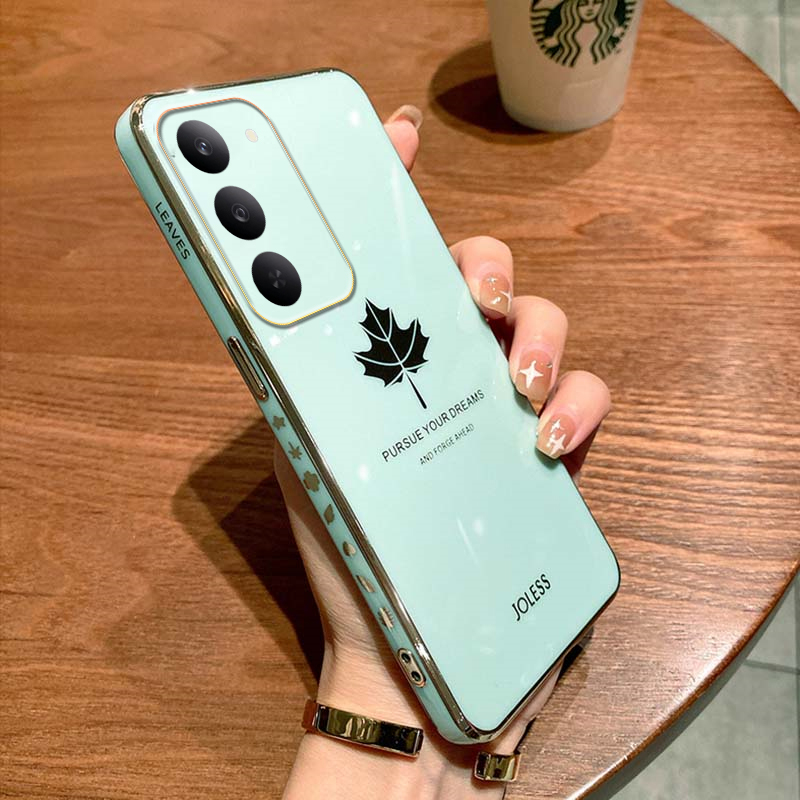 For Realme C75X Case Shining Maple Leaf Design soft plating For Realme C75X Back cover Phone Cases.