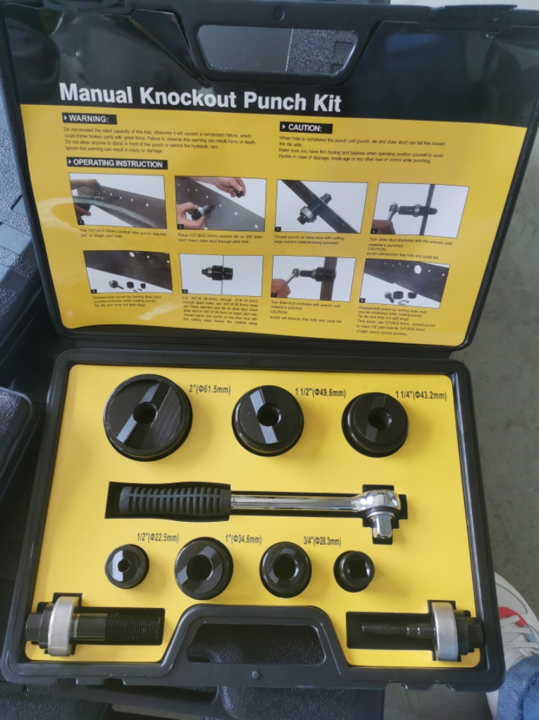 1/2" to 2" Manual Knock Out Punch Driver Kit Hole Tool Knockout Punches