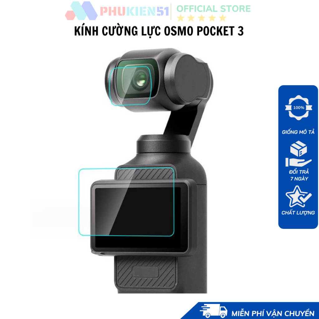 Kính cường lực DJI Osmo Pocket 3 độ cứng 9H 2.5D
