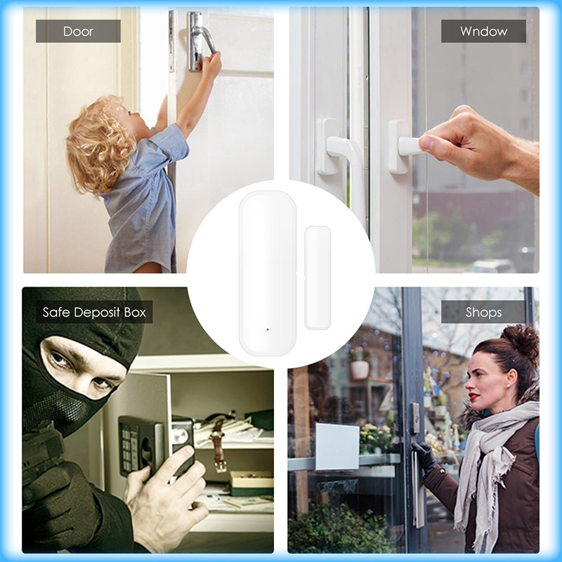 E Life Smart Store Tuya Smart Zigbee Door Window Sensor Smart Door Open/Closed Detectors Security Alarm System Smart Life App Remote Control for Smart Home A Burglar Alarm Automation Remote Control Works For Alexa Google Home