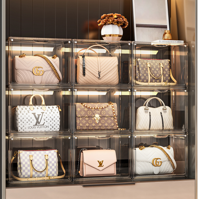 YONUO Extra large fully transparent bag storage box, high boots, backpack display box, model figurine cabinet, doll storage box