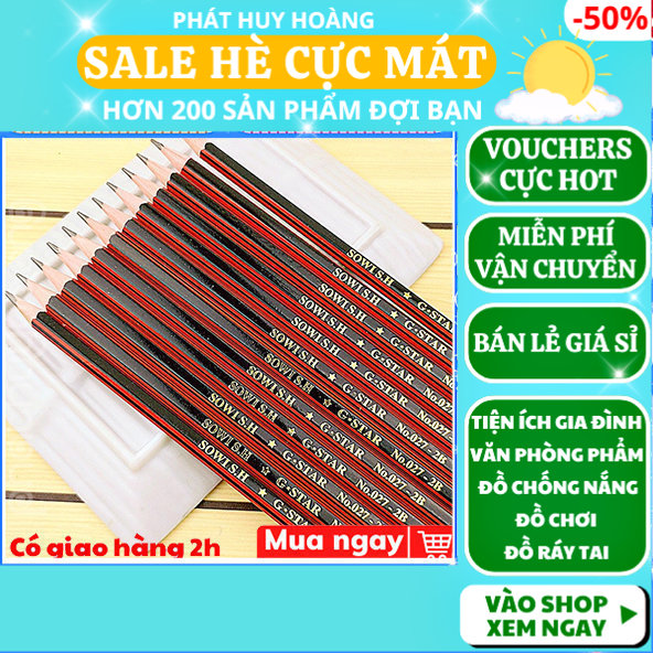 Combo 2 Bút chì có gôm, Bút chì 2b gỗ cao cấp cho bé, chì cao cấp 2b học sinh, but chi hoc sinh 2b, Viết chì  2b loại tốt, bút chì than, combo bút chì chuốt 2b , đồ dùng học tập, Phát Huy Hoàng