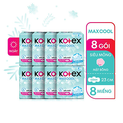 Combo 8 Gói Băng Vệ Sinh Kotex MaxCool SMC 23cm (8 miếng/gói)