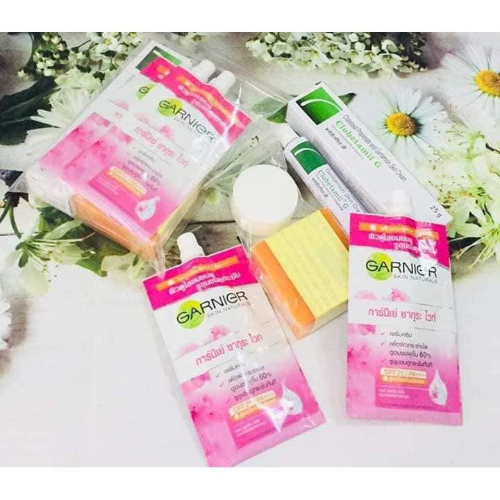 Bộ kem sạch nám trắng da Garnier thái lan sét 5 món