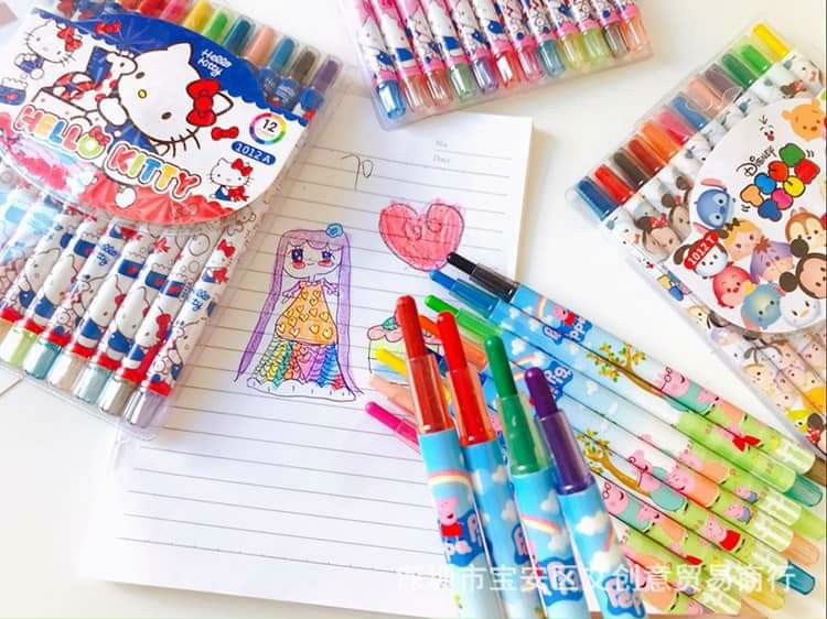 Sáp Vặn 24 Màu Dài Rolling Crayon 24 Màu (2525-24) ( Bé Trai, Bé Gái )