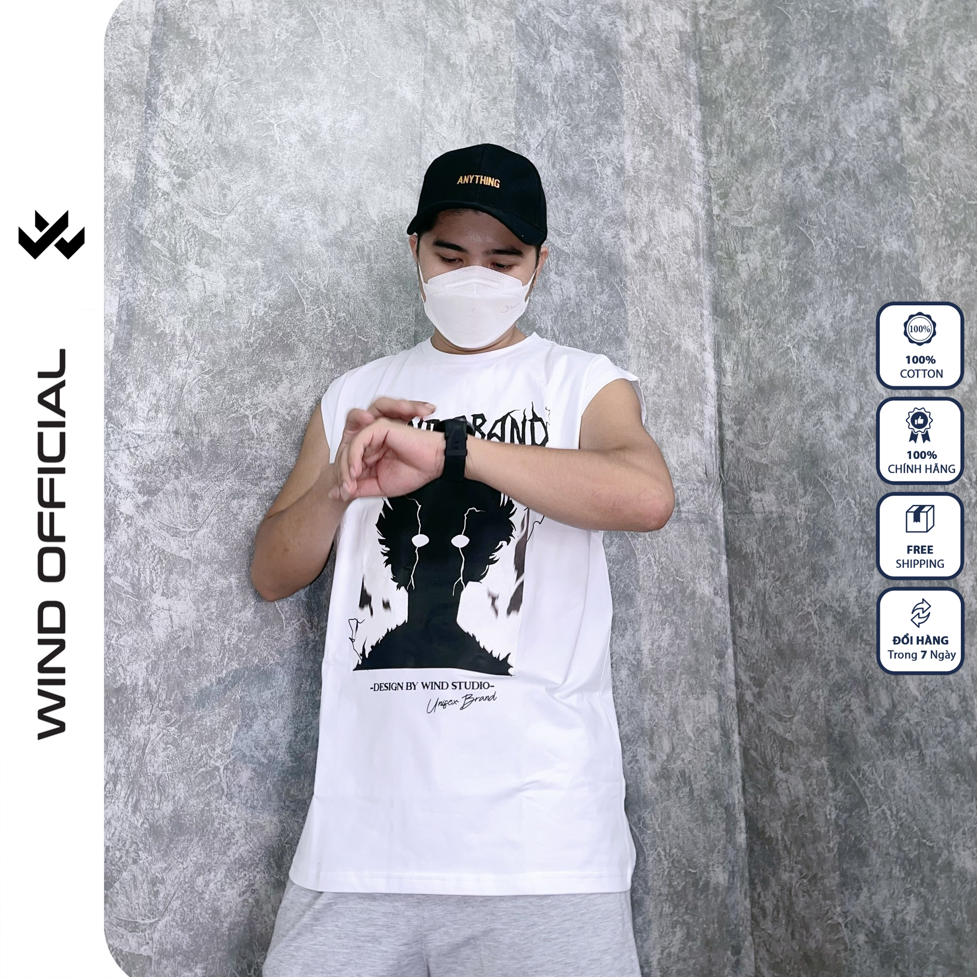 [Mua 1 Tặng 1] Áo thun ba lỗ form rộng WIND nam nữ sát nách Anime tanktop thời trang nam nữ oversize Tặng Áo Tanktop Quà Tặng