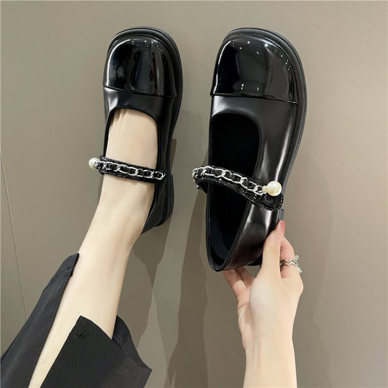 Giày búp bê da mềm phối xích ngọc hottrend  (fom to lùi 1 size)