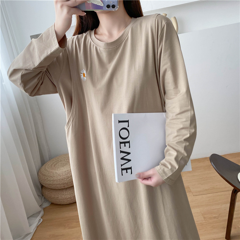 Pregnant Women Long Sleeve Nursing Dress Breastfeeding Autumn Clothes Loose For After Childbirth Wear Maternity Nursing Clothes. 