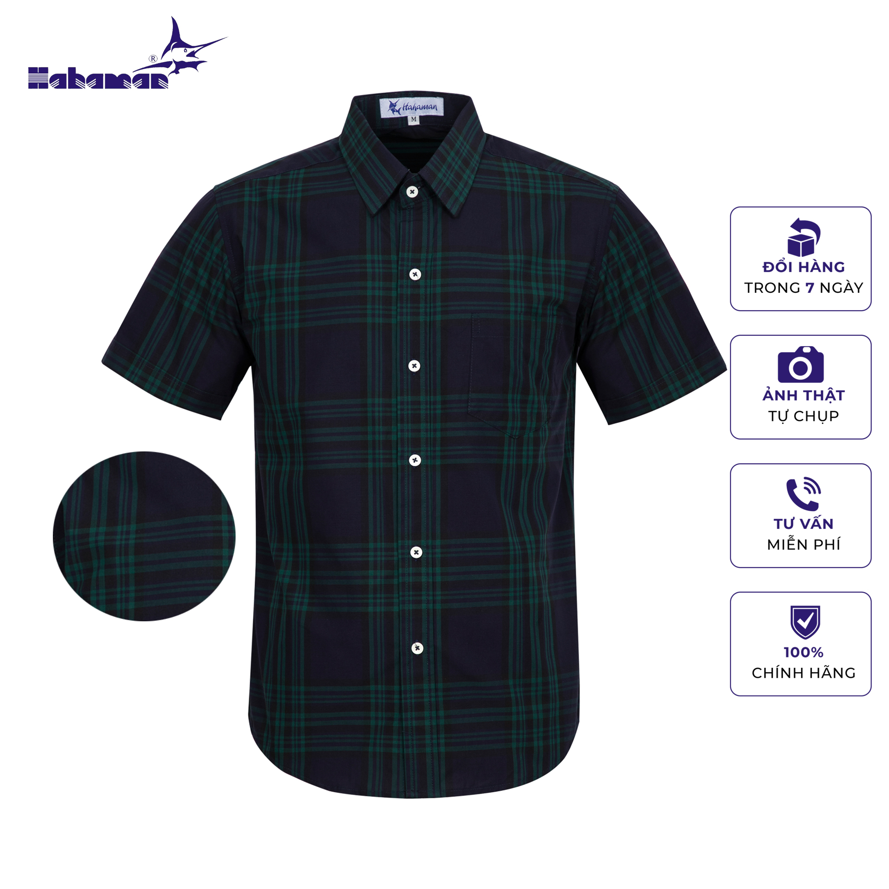 Áo sơ mi nam caro cao cấp ngắn tay Hahaman HM20 nhiều màu