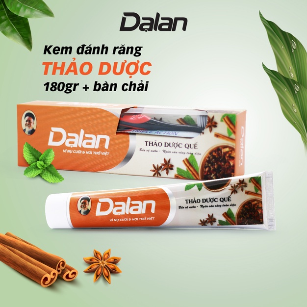 KEM ĐÁNH RĂNG THẢO DƯỢC 180G KÈM BÀN CHẢI DẠ LAN