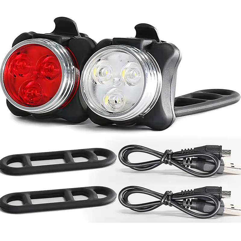 USB Rechargeable Bike Light Set,Super Bright Front Headlight and Rear LED Bicycle Light,650mah ,4 Light Mode Options LUKE