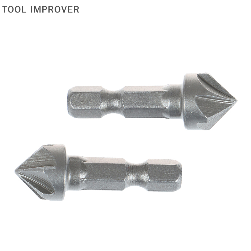 TOOL IMPROVER 6 Flute Countersink Drill Bit Chamfer Cutting Woodworking Tool hexagon handle