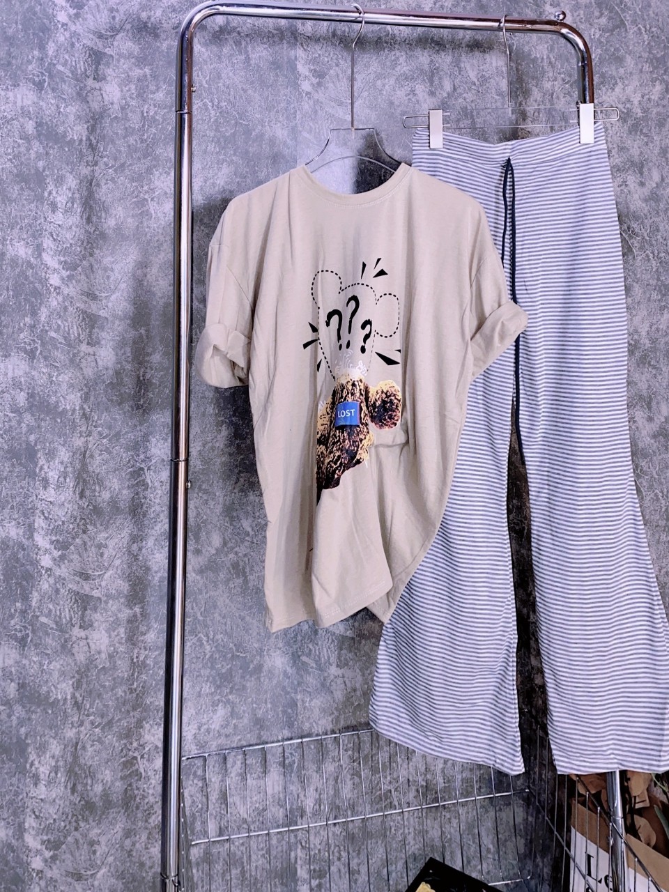 Sét bộ cotton mặc nhà hình gấu xinh lung linh ld22