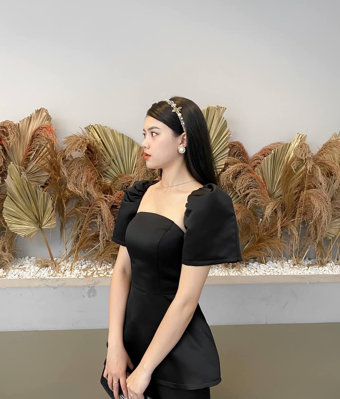 Áo Tay Phồng Chiết Eo Dáng Peplum HONY