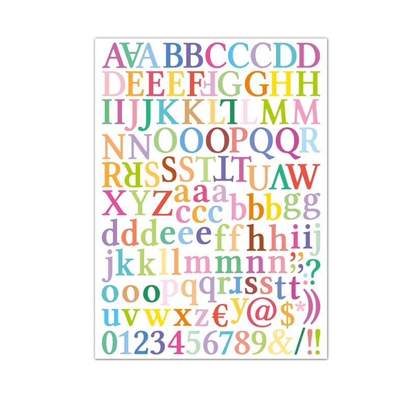Multiple Fonts Colorful Alphanumeric Stickers Waterproof Decoration DIY Alphabet Number Symbols Decals
