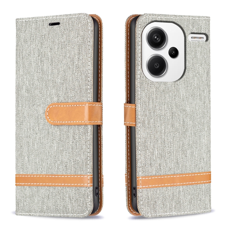 For Xiaomi Redmi Note 13 Pro+ Color Block Denim Texture Leather Phone Case